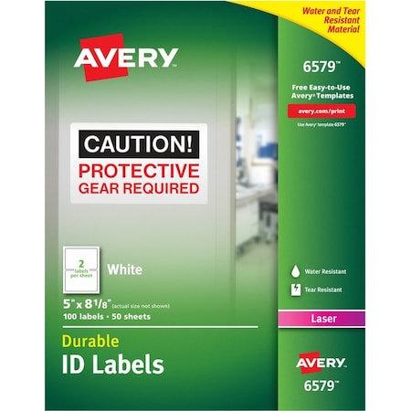 Avery Label, Perm, Laser, 5X8, We, 100PK AVE6579